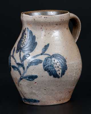 Extremely Fine Miniature Ohio Stoneware Pitcher w/ Detailed Floral Decoration