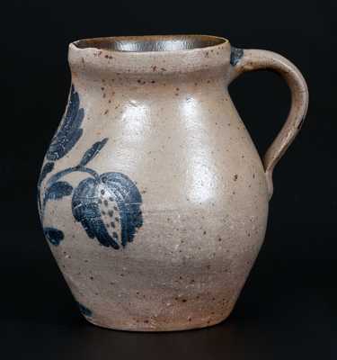 Extremely Fine Miniature Ohio Stoneware Pitcher w/ Detailed Floral Decoration