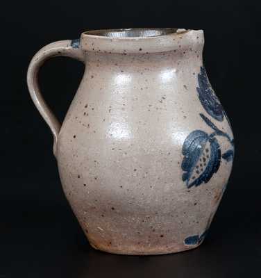 Extremely Fine Miniature Ohio Stoneware Pitcher w/ Detailed Floral Decoration