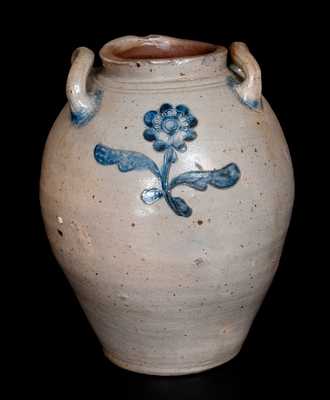 Outstanding C. CROLIUS Stoneware Jar w/ Impressed Rosettes and Incised Decoration, Manhattan, early 19th century