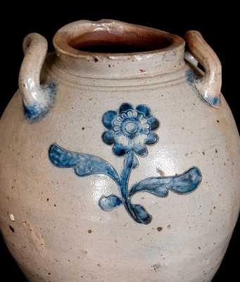 Outstanding C. CROLIUS Stoneware Jar w/ Impressed Rosettes and Incised Decoration, Manhattan, early 19th century