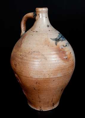 Exceptional BOSTON Stoneware Jug w/ Impressed Large and Small Fish, circa 1795