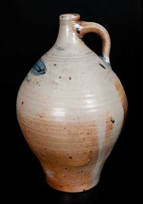 Exceptional BOSTON Stoneware Jug w/ Impressed Large and Small Fish, circa 1795