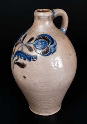 Exceptional New York City Stoneware Jug w/ Elaborate Incised Cobalt and Manganese Decoration, c1775-95