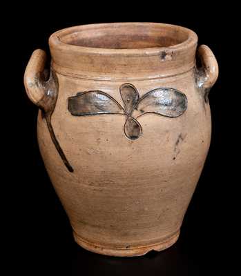 Extremely Rare J. REMMEY / MANHATTAN-WELLS / NEW-YORK Half-Gallon Stoneware Jar w/ Incised Decoration, c1810