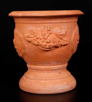 Exceptional JOHN BELL Redware Urn Signed V. C. Bell (Victor Conrad Bell), Waynesboro, PA, 1874