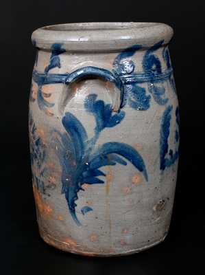 Very Rare RICE & BROYLES / LINDSIDE, W. VA Stoneware Jar with Elaborate Floral Decoration