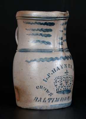 Outstanding D.F. HAYNES & CO. / CROWN BRAND / BALTIMORE, MD Stoneware Advertising Pitcher