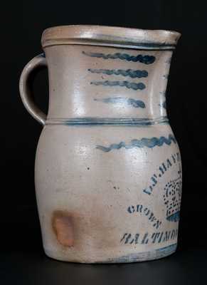 Outstanding D.F. HAYNES & CO. / CROWN BRAND / BALTIMORE, MD Stoneware Advertising Pitcher