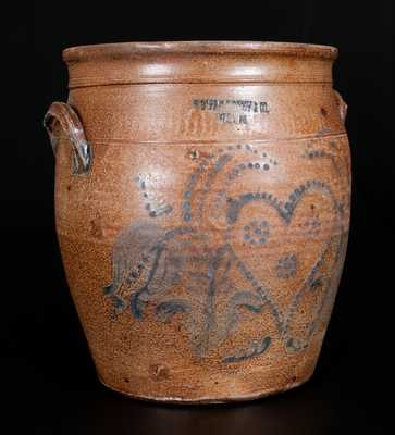 Very Rare J.B. PFALTZGRAFF & CO. / YORK, PA Two-Gallon Stoneware Cream Jar w/ Heart Decoration