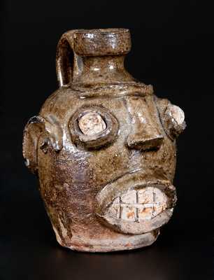 Extremely Rare and Important Stoneware Face Jug, Edgefield, SC, circa 1860