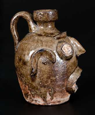 Extremely Rare and Important Stoneware Face Jug, Edgefield, SC, circa 1860