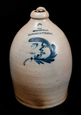 COWDEN & WILCOX / HARRISBURG, PA Stoneware Man-in-the-Moon Jug