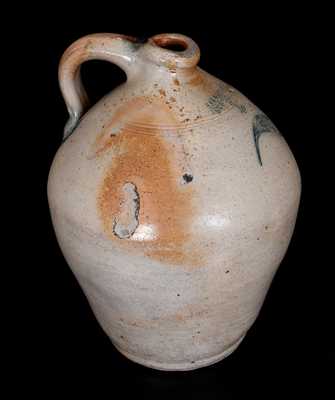 Very Rare S. T. BREWER / NEW LONDON, CT Stoneware Jug w/ Incised Leaf, 1828-1830