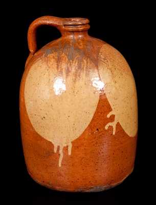 Rare Galena, IL Two-Gallon Redware Jug with Yellow Slip Circle Decoration