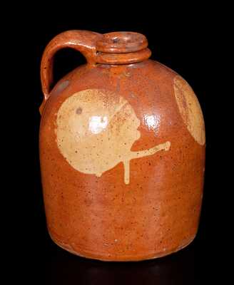 Rare Galena, IL Redware Jug with Yellow Slip Circle Decoration