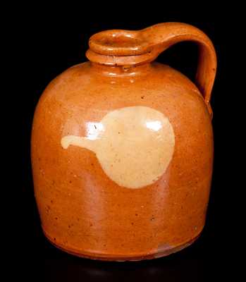 Rare Galena, IL Diminutive Redware Jug with Yellow Slip Circle Decoration