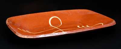 Rare Huntington, Long Island Redware Platter with Central "L" Motif