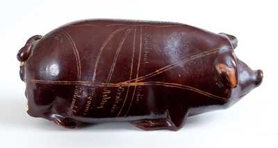 Anna Pottery Stoneware Pig Flask with Incised Railroad and River Guide