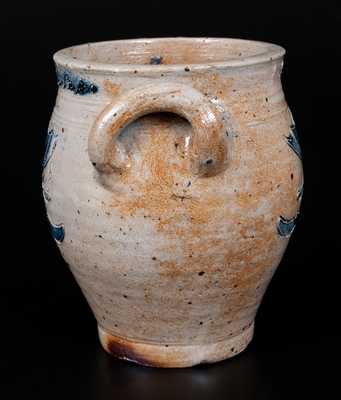Very Important Diminutive Manhattan Stoneware Lidded Jar Inscribed Rachel Van Riper / November 10, 1800