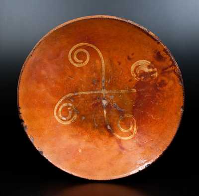 Slip-Decorated Redware Charger, Huntington, Long Island, New York origin, circa 1807-1860.