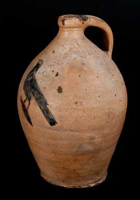 One-Gallon att. Wm Capron, Albany, c1850 Stoneware Incised Bird Jug