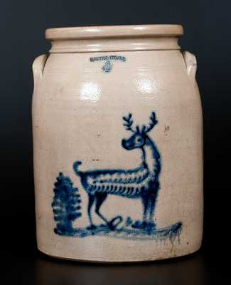 Rare WHITES UTICA Stoneware Jar with Deer and Tree Decoration