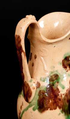 Shenandoah Valley Multi-Glazed Redware Pitcher and Washbowl Set, att. S. Bell & Sons, Strasburg, VA, circa 1890