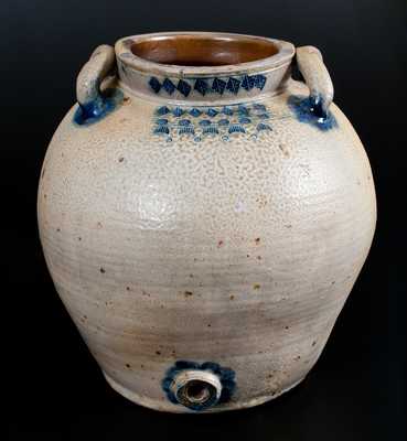 Exceptional Bulbous Stoneware Water Cooler w/ Impressed Designs, possibly Charlestown / Boston