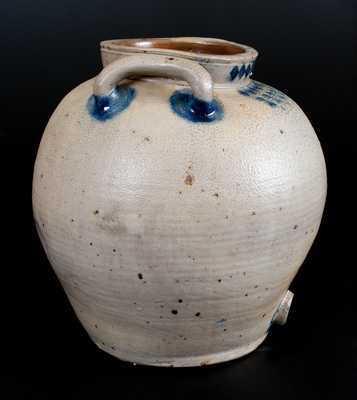 Exceptional Bulbous Stoneware Water Cooler w/ Impressed Designs, possibly Charlestown / Boston