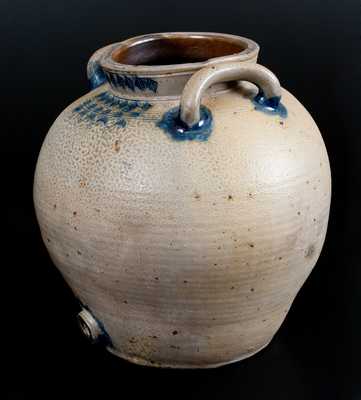 Exceptional Bulbous Stoneware Water Cooler w/ Impressed Designs, possibly Charlestown / Boston