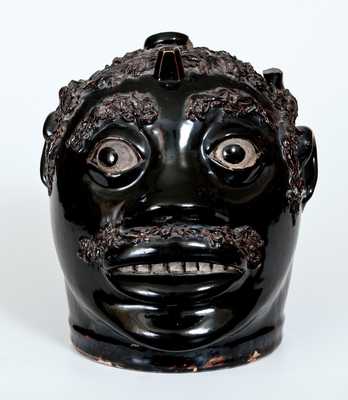 Exceptional Stoneware Face Jug, John Dollings, White Cottage, Ohio, circa 1870