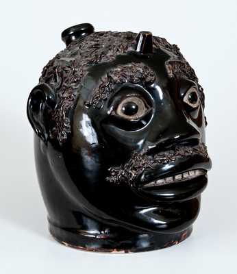 Exceptional Stoneware Face Jug, John Dollings, White Cottage, Ohio, circa 1870