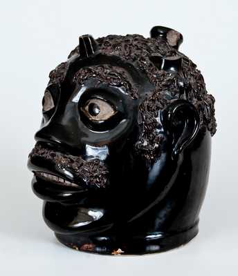 Exceptional Stoneware Face Jug, John Dollings, White Cottage, Ohio, circa 1870