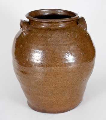 Attrib. Dave, Lewis Miles Stoney Bluff Manufactory, Edgefield, SC, Seven-Gallon Alkaline-Glazed Stoneware Jar, Incised Lm and F / may 2 1851 and Lm