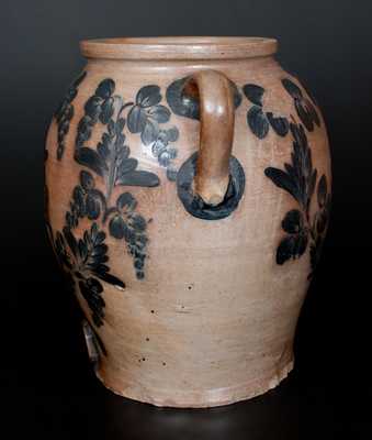 Extremely Rare 10 Gal. Double-Handled Baltimore Stoneware Water Cooler w/ Profuse Cobalt Floral Decoration
