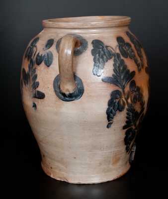 Extremely Rare 10 Gal. Double-Handled Baltimore Stoneware Water Cooler w/ Profuse Cobalt Floral Decoration