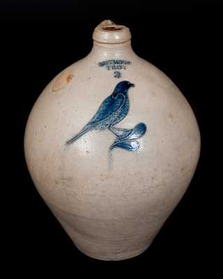 Three-Gallon I. SEYMOUR / TROY Incised Bird Stoneware Jug