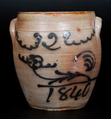 Attrib. Smith & Day, Norwalk, CT Stoneware Jar w/ 1840 Date