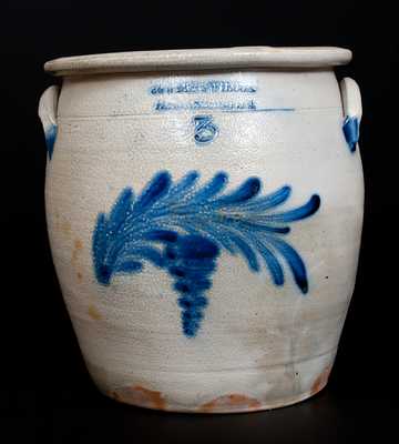COWDEN & WILCOX / HARRISBURG, PA Three-Gallon Stoneware Jar with Floral Decoration