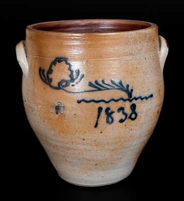 Attrib. Smith & Day, Norwalk, CT Stoneware Jar w/ 1838 Date
