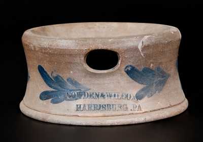 COWDEN & WILCOX / HARRISBURG, PA Cobalt-Decorated Stoneware Spittoon