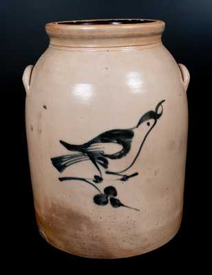 Six-Gallon Stoneware Jar w/ Cobalt Bird Decoration, att. Fulper Pottery, Flemington, NJ