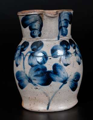 Scarce Quart-Sized Baltimore Stoneware Pitcher w/ Cobalt Clover Decoration