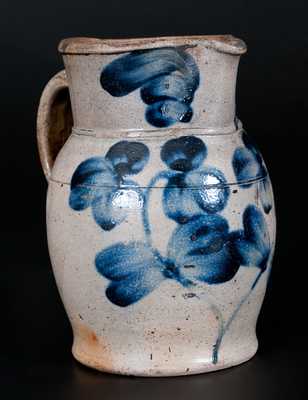 Scarce Quart-Sized Baltimore Stoneware Pitcher w/ Cobalt Clover Decoration