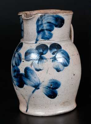 Scarce Quart-Sized Baltimore Stoneware Pitcher w/ Cobalt Clover Decoration