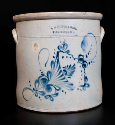 Six-Gallon G. W. FULPER & BROS. / FLEMINGTON, NJ Stoneware Jar with Floral Decoration