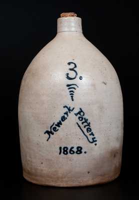 Three-Gallon "Newark Pottery / 1868" Stoneware Jug