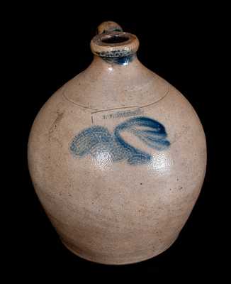 Rare I. V. MACHETT Stoneware Jug, Cornwall, NY, circa 1850