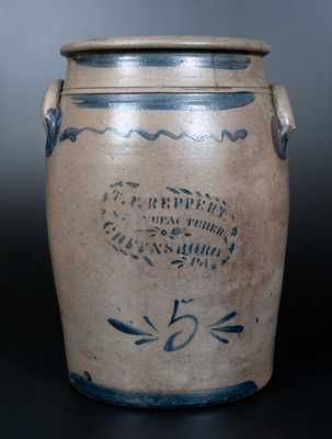 Five-Gallon T. F. REPPERT / GREENSBORO, PA Stoneware Jar